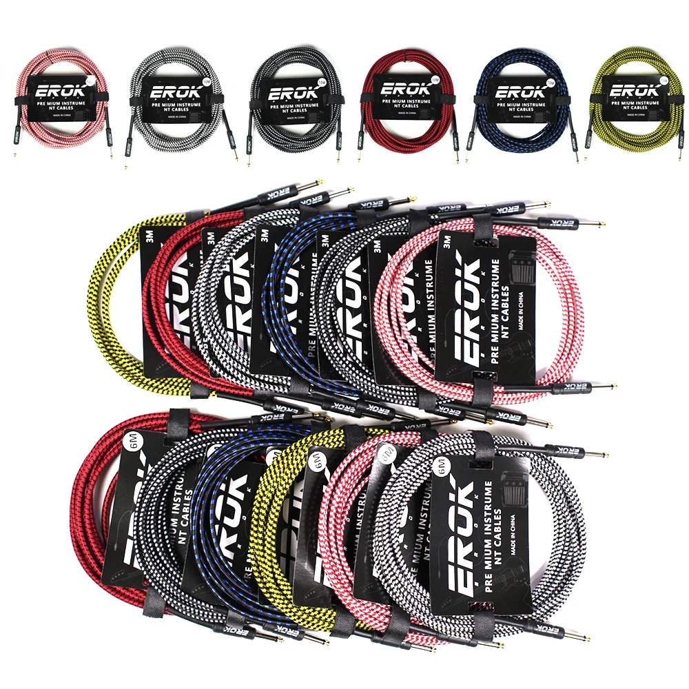 EROK E-Gitarre Kabel Effekte Draht Amp Audio Kabel 3/6/10M Gitarre & Bass Musik Universal Kabel Instrument Zubehör Teile Image
