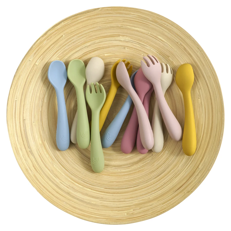 1 Stück Säugling weiches Silikon Fütterung geschirr für Kleinkind Kinder Cartoon Besteck Trainings gabel Löffel Set Baby zubehör Image