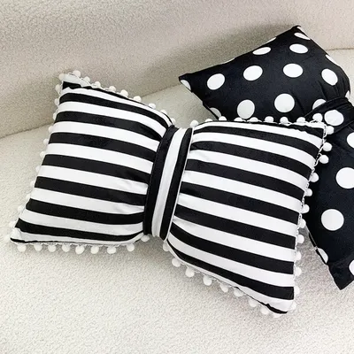 33X50cm Nette Schleife Kissenbezug Dekorative Sofa Taille Kissen Kissenbezug Streifen Welle Punkt Image