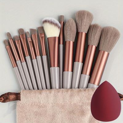 TEMU 13pcs Soft Fluffy Makeup Brushes Set With Makeup Sponge For Cosmetics Foundation Blush Powder Eyeshadow Kabuki Blending Makeup Brush Beauty Tool Image
