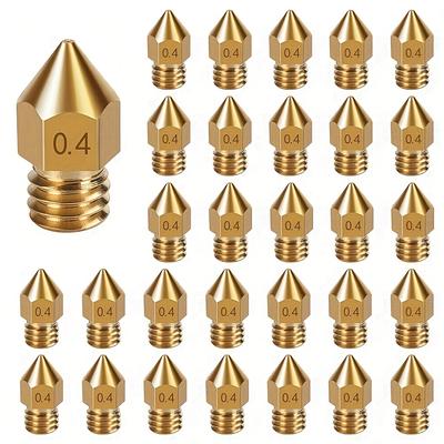 TEMU 30pcs 0.4 Mm 3d Printer Nozzle Brass Nozzle Mk8 Extruder Print Head High Temperature Wear Resistant Nozzles