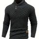 Men's Casual Waffle Pattern High Stretch Sweater, Chic Mature Pullover Sweater For Fall Winter