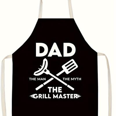 TEMU 1pc Creative Printed Linen Apron, Simple Apron For Kitchen Home Baking Restaurant, Men's Workwear And Protective Clothing