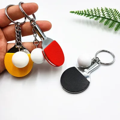 1PC Table Tennis Key Chain Pendant Simulation Mini Table Tennis Racket Key Ring Bag Pendant