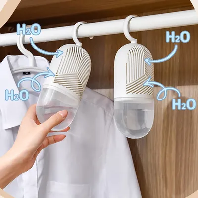 Clothes Dehumidification Box Reusable Hanging Dehumidifier Packs Anti-Mold with Water Collector&Hook