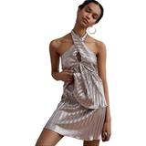 Anthropologie Tops | Anthropologie Monte Showstopping Metallic Shimmer Halter Top Nwt Sz. S | Color: Tan | Size: S