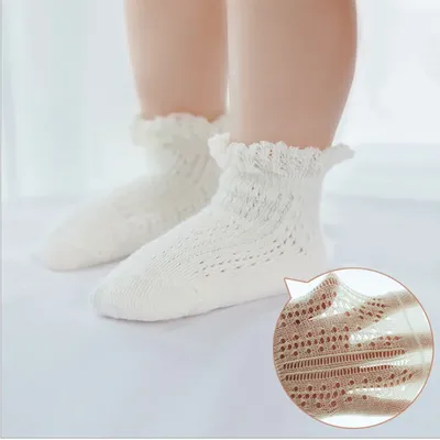 Baby Mädchen spitze Kurz anti-slip Socken Baumwolle neugeborenen Prinzessin Rüsche kind mesh