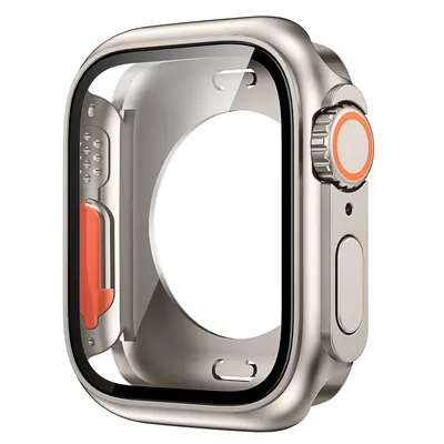 Displays chutz folie für Apple Watch 44mm 45mm 40mm 41mm Hard PC Front Hecks toß stangen gehäuse für iwatch 9 8 7 6 5 4 Wechsel zu Ultra Image