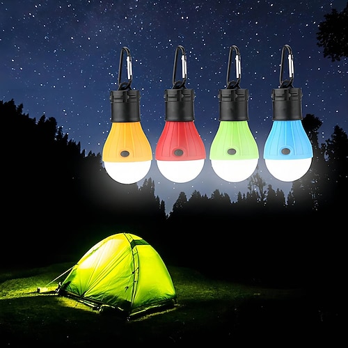 4 Stück tragbare Campinglaternen LED-Wasserdichte-Zeltlichter 50LM wasserdichtes Camping für Rucksacktouren Wandern Angeln Notfallhängelicht leicht Image