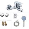 Shower Mixer Bar Valve Wall Mounted Chrome with Handheld Spray, Bottom G1/2 Shower Mixer Tap Round Mixer Bar Wall Mount