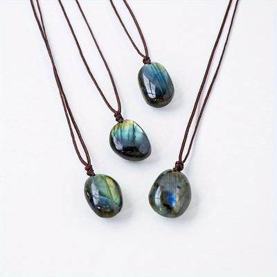TEMU 1pc Trendy Natural Crystal Stone Pendant Necklace Decorative Accessories For Holiday Party Gift Men Accessories Image