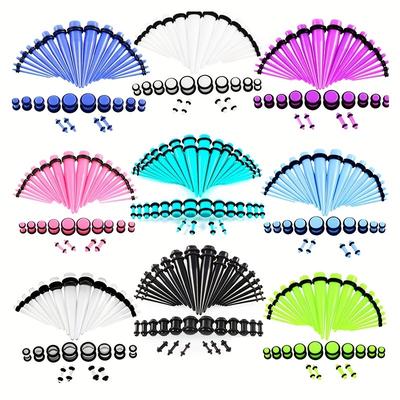 36 Pcs Acrylic Ear Gauges Taper Ear Plug Tunnel Stretching Kit Colorful Ear Flesh Expansion Tool Body Piercing Jewelry