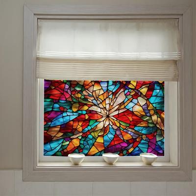 1 Roll Stained Glass Window Film, Colorful Mosaics...