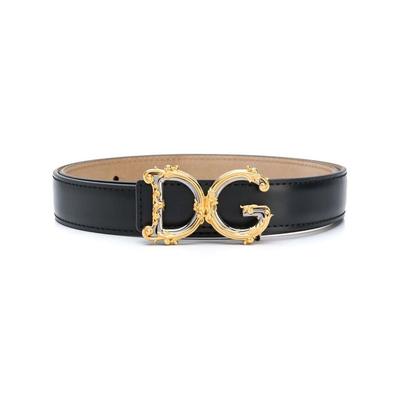 Calfskin Belt With Logo - Black - Dolce & Gabbana Belts