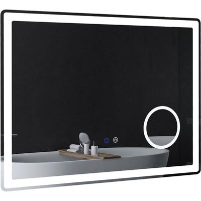 Kleankin - led Badezimmerspiegel, Badspiegel mit 3x Vergrößerung, 80 x 60 cm Wandspiegel mit Image