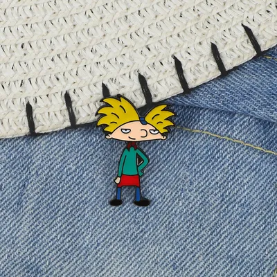 Arnold Enamel Pin Comic Cool Boy Brooches Denim Jackets Jeans Lapel Pin Funny TV Show Badge Cartoon