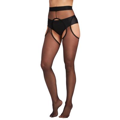 Plus Size Women's Suspender Tights by MeMoi in Black (Size 1X-2X)