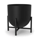Olly & Rose XL Black Plant Pot with Plant Stand - Metal Plant Pots Indoor Planter 28cm 11 Inch Large Flower Pot (Black, 28 cm with Stand)
