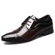 KYOESCAI Men's Oxfords Fashion Patchwork Patent Leather Pointed Toe Shoes Formal Business Derbys Office Work Dress Shoes,Brown,7 UK
