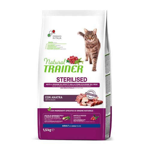 1,5kg Natural Trainer Cat Sterilised mit Ente Katzenfutter trocken