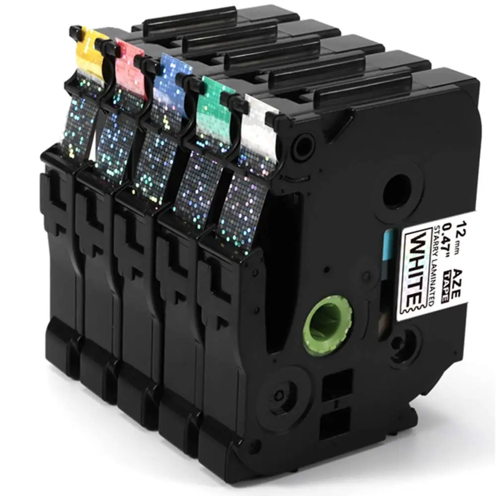 5 stücke laminierte bunte Glitzer sternen klare funkelnde Laser-Etiketten band 231 l1 12mm kompatibel für Bruder Label Maker PT-D210 für Geschenk Image