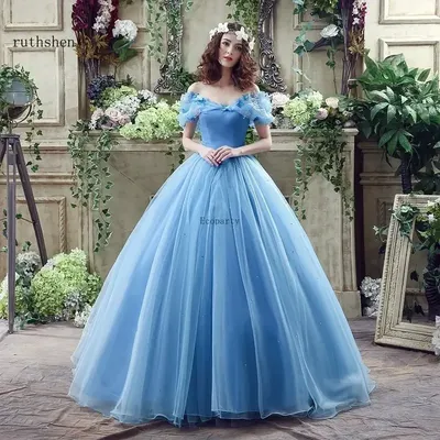 Prinzessin Ballkleid schulter frei Aschenputtel blau Brautkleid Braut mit Korsett zurück Kleider für Image