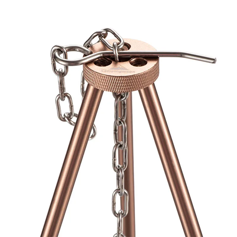 Outdoor Camping Picknick Kochen Stativ Hängen Topf Langlebig Tragbare Lagerfeuer Picknick Topf Gusseisen Feuer Grill Hängen Stativ Image