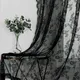 Schwarze Spitze schiere Vorhang Blumen spitze transparente Stange Tasche Vorhang Panel Wohnzimmer