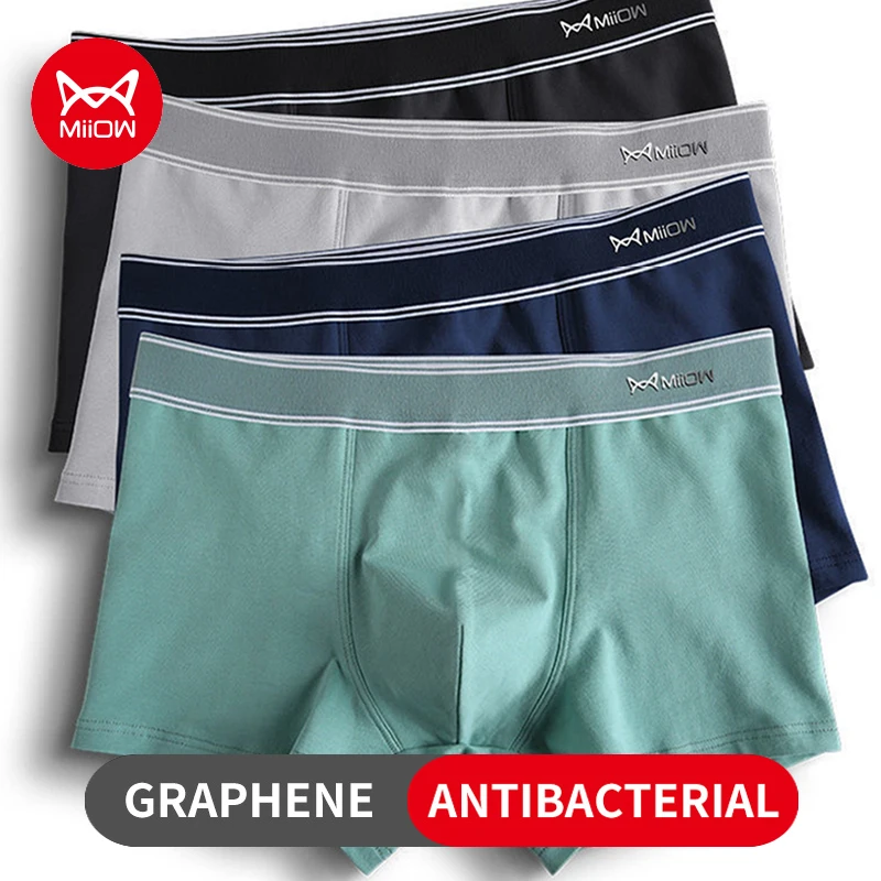 MiiOW 3Pcs Baumwolle Herren Höschen männer Unterwäsche Atmungsaktive Mann Boxershorts Graphene Antibakterielle Männer Unterhose Männer Boxer Trunks Image