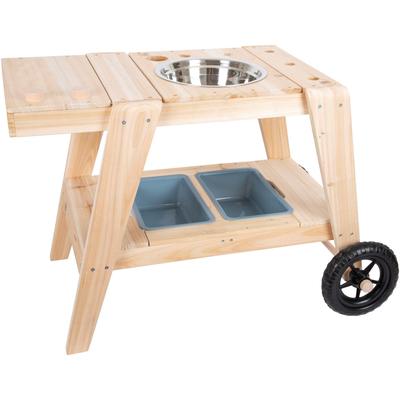 Outdoor-Spielküche SMALL FOOT "Matschküche kompakt", beige (natur), Spielküchen, KinderB:88cm H:58cm T:56cm, Metall, Kunststoff, Holz, B:88cm H:58cm T:56cm