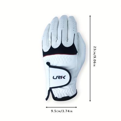 TEMU Urk Men's Breathable Mesh Anti-slip Golf Glove - Left Hand, Comfortable Grip, White With Black Stitching, The Course Experience, Golf Accessorie