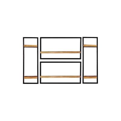 SIT Möbel Wandregal-Set | 4-teilig | Mangoholz | Serie SIDNEY | B 125 x T 25 x H 75 cm | natur