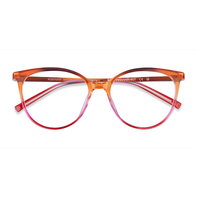 Female s horn Orange Pink Plastic Prescription eyeglasses - Eyebuydirect s Positivity