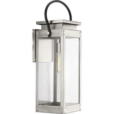 Progress Lighting 208326 - 1 Light Stainless Steel with Clear Glass Large Wall Light Fixture (ONE-LIGHT STAINLESS STEEL LARGE WALL-LANTERN (P560006-135))