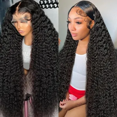 30 Inch Water Wave Curly Lace Frontal Wigs 13x6 HD Deep Wave Lace Frontal Wig 13x4 Lace Human Hair
