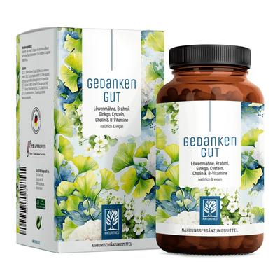 Naturtreu - Gedächtnis-Komplex mit Löwenmähne, Ginkgo & L-Cystein - Gedankengut - NATURTREU® Gedächtnis & Konzentration 77 g