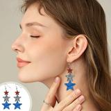 Dopebox Independence Day Decorations Clearance American Patriotic Earrings American Flag Red White And Blue Earrings For Women 4th Of July Dangle Earrings For Women Memorial Day Decorations (A)