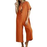 Women Summer Short Sleeve Button Down Pockets Jumpsuits Rompers Womens Jumpsuits And Rompers Elegant