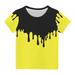 Lilgiuy Little Boys Girls Patchwork T Shirt Children Short-Sleeve Crew Neck Top Summer T Shirt for Workout Sport Athletic(Yellow 11-12 Years)