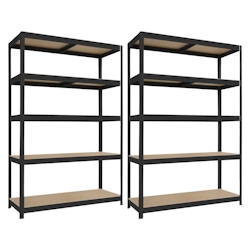 Pack 2 Regale modulare schwarze mit 5 verstellbaren Regalen 180 x 120 x 60 cm 1250 kg 7house Image