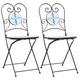vidaXL Bistro Chairs - Blue/White Mosaic Foldable Outdoor Seating, Powder-Coated Iron & Ceramic, for Garden/Patio/Balcony