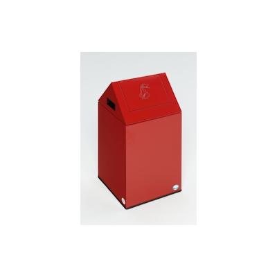 PROREGAL Selbstlöschender Putzwollkasten mit Pendelklappe | HxBxT 60x32x32cm | Stahl | Rot | Mülleimer Müllbehälter Image