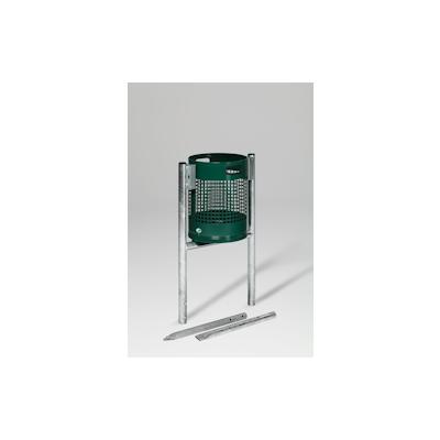PROREGAL Klassischer gelochter Abfallsammler | Seitenrohre | zum Einbetonieren | HxBxT 120x35x35cm | Stahl | Grün | Mülleimer Abfalleimer Image