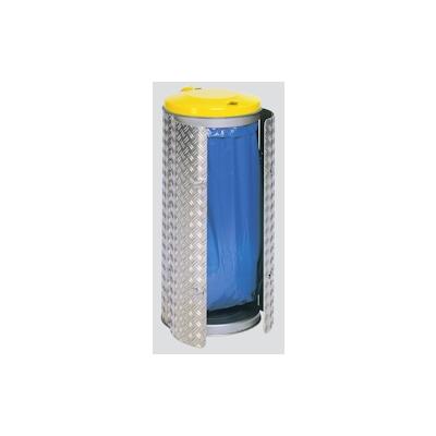PROREGAL Kompakter Abfallsammler mit Türe | 120 Liter, HxBxT 99x43,5x43,5cm | Edelstahl | Alu-Duett-Blech | Deckel gelb | Mülleimer Abfalleimer Image