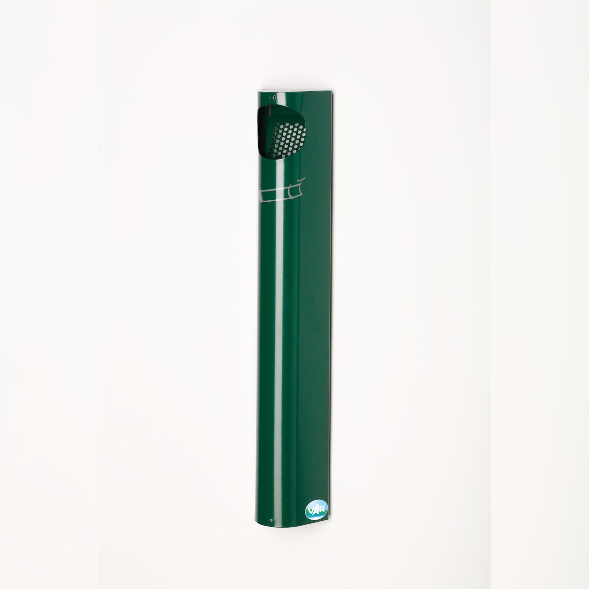 PROREGAL Praktischer Wandascher mit Abstreifblech | Wandmontage | 3,5 Liter, HxBxT 55x7,4x11cm | Verzinkter Stahl | Grün | Ascher Aschenbecher Image