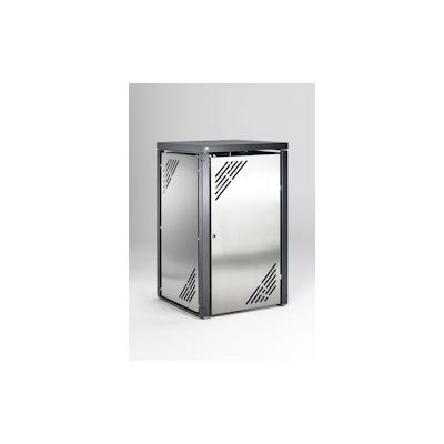 PROREGAL Robuster Mülltonnenschrank mit Deckel inkl. Gasdruckdämpfer | HxBxT 127x77x81cm | Edelstahl | Grau | Mülltonnenverkleidung Mülltonnenschutz Image
