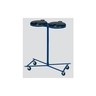 PROREGAL Robuster Doppel-Abfallsammler mit Kunststoff-Deckel | Fahrbar | 2x 120 Liter, HxBxT 102x86x48cm | Stahl | Blau-Schwarz | Mülleimer Image