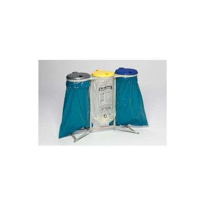 PROREGAL Robuster Abfallsammler für Wertstoffsortierung 3-Fach | Stationär | 3x 120 Liter, HxBxT 95x117,5x44cm | Stahl | Mülleimer Image