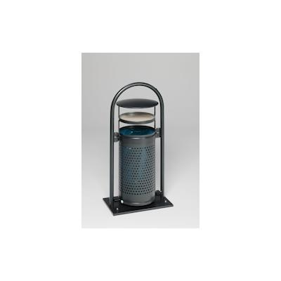 PROREGAL Abfallsammler mit Rohrbogenständer + Aschereinsatz | 60/70 Liter, HxBxT 116,5x58x38cm | Verzinkter Stahl | Grau | Mülleimer Abfalleimer Image