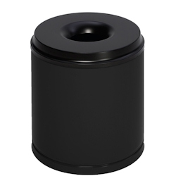 PROREGAL Selbstlöschender Papierkorb | 30 Liter, HxBxT 40x37x37cm | Verzinkter Stahl | Schwarz | Papiereimer Mülleimer für Papier Image